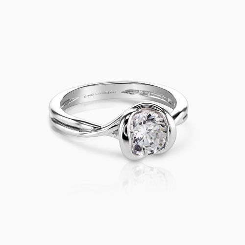 Dino Lonzano Knot Style Solitaire Engagement Ring, 18k White Gold