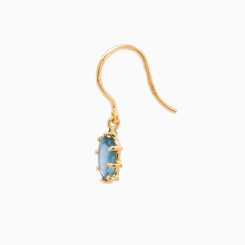 Natural Oval Blue Sapphire Dangle Earrings, 14k Gold