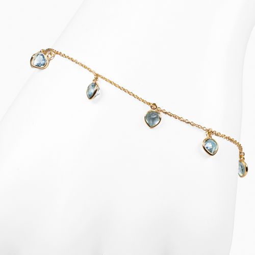 Aquamarine Dangle Tempo Bracelet in 14k Yellow Gold