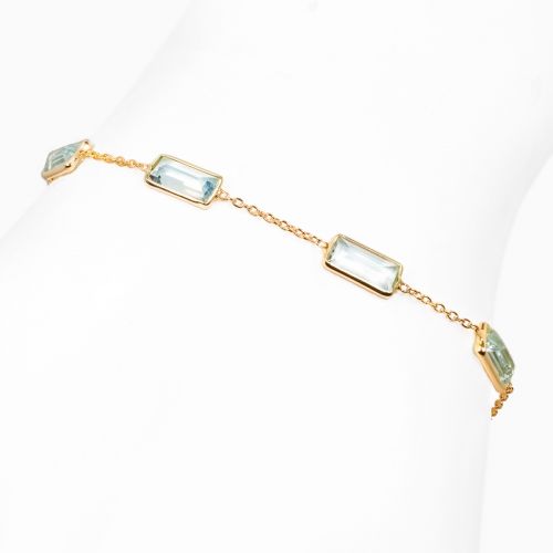 Aquamarine Geometric Tempo Bracelet in 14k Yellow Gold