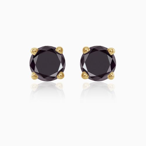 Black Diamond Stud Earrings, 3.50mm, 14k Gold