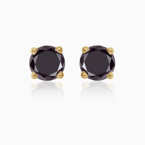 Natural Black Diamond Stud Earrings, 3.50mm, 14k Gold