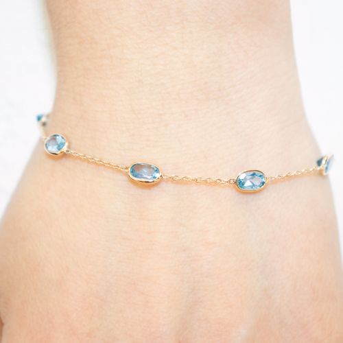 Swiss Blue Topaz Tempo Bracelet in 14k Yellow Gold