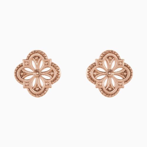 Vintage Inspired Clover Earrings, 14k Gold