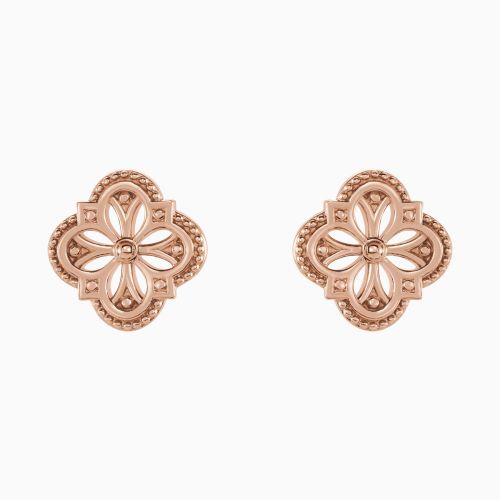 Vintage Inspired Clover Earrings, 14k Gold