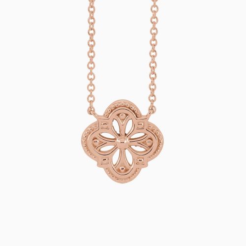 Vintage Inspired Clover Necklace, 18 Inches, 14k Gold