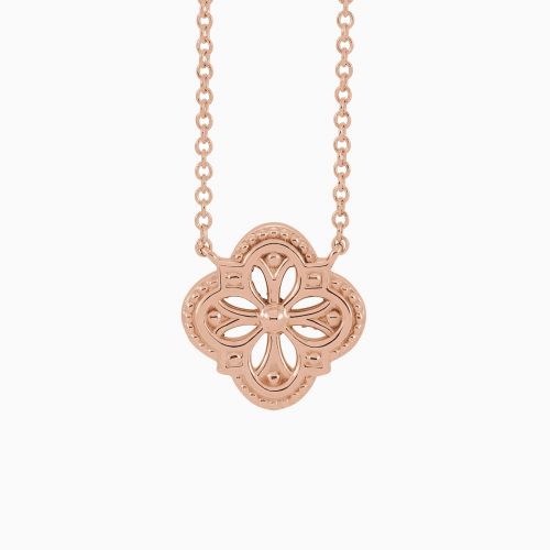 Vintage Inspired Clover Necklace, 18 Inches, 14k Gold