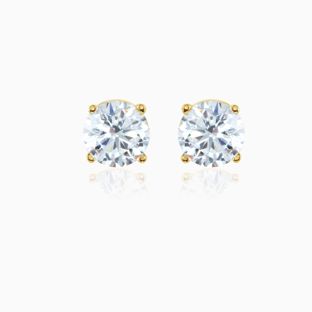 Natural Diamond Stud Earrings, 3.2mm, 14k Gold