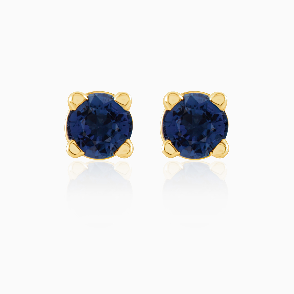 Natural Blue Sapphire Stud Earrings, 2.50mm, 14k Yellow Gold