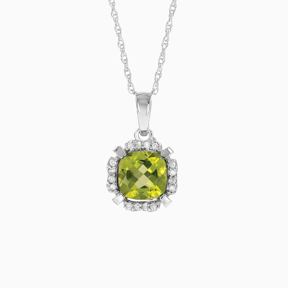 Teardrop Peridot & Diamond Pendant Necklace | Aspinal