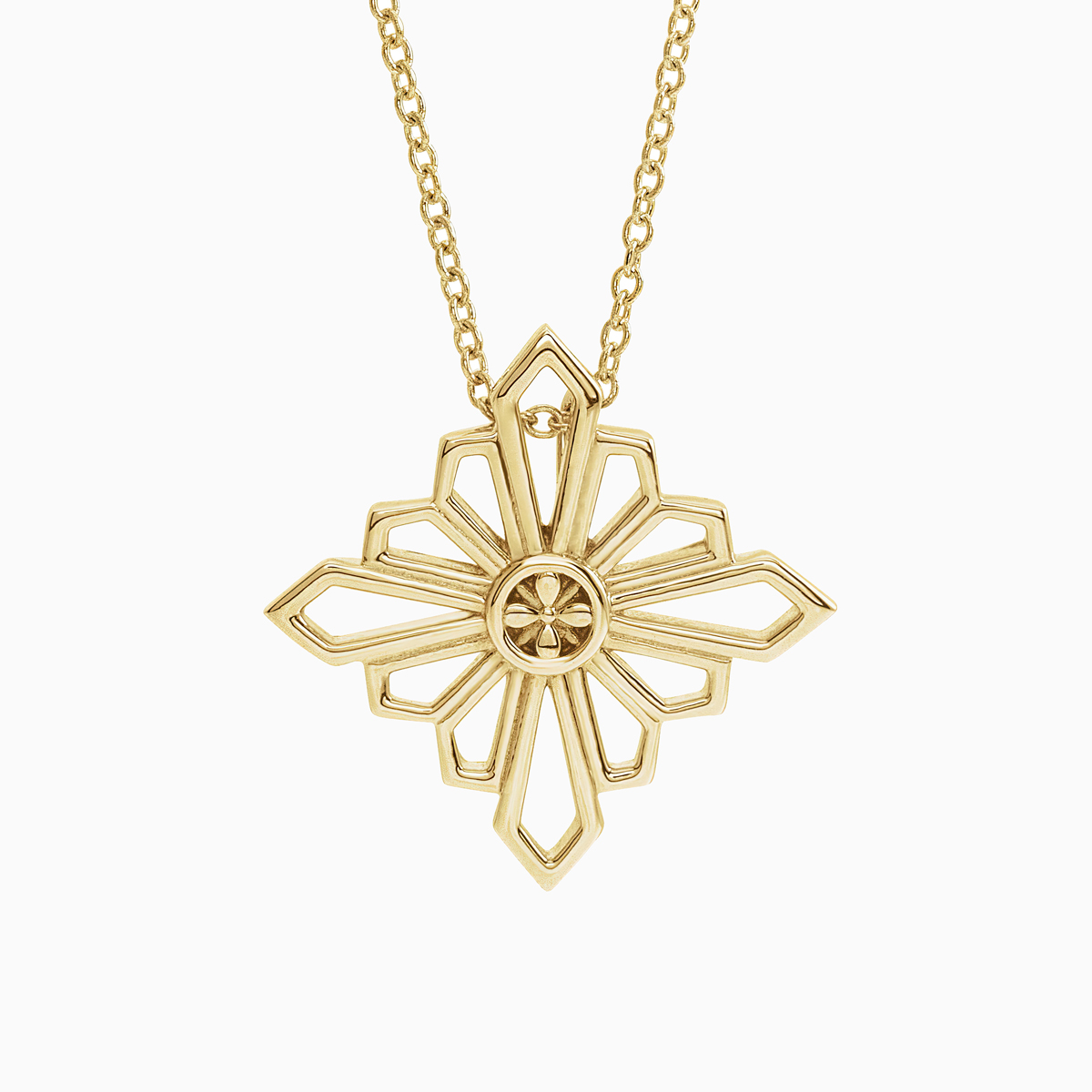 Vintage-inspired Geometric Necklace, 14k Yellow Gold