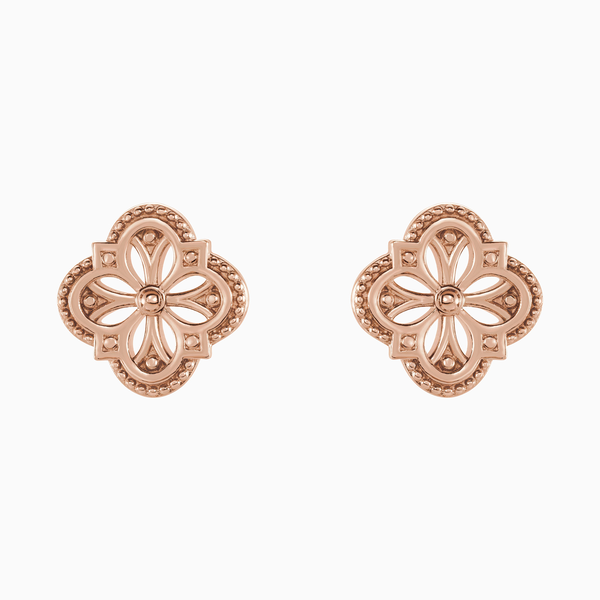 Vintage Inspired Clover Earrings, 14k Gold