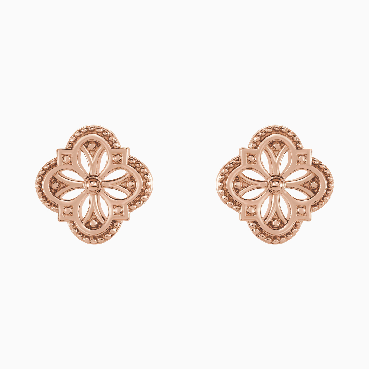 Vintage Inspired Clover Earrings, 14k Gold