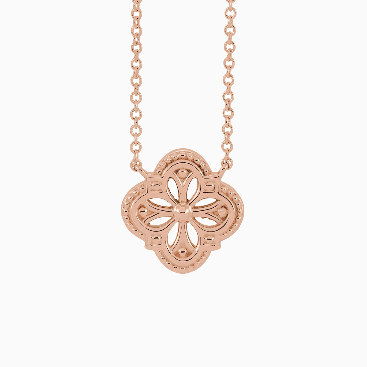 Vintage Inspired Clover Necklace, 18 Inches, 14k Gold