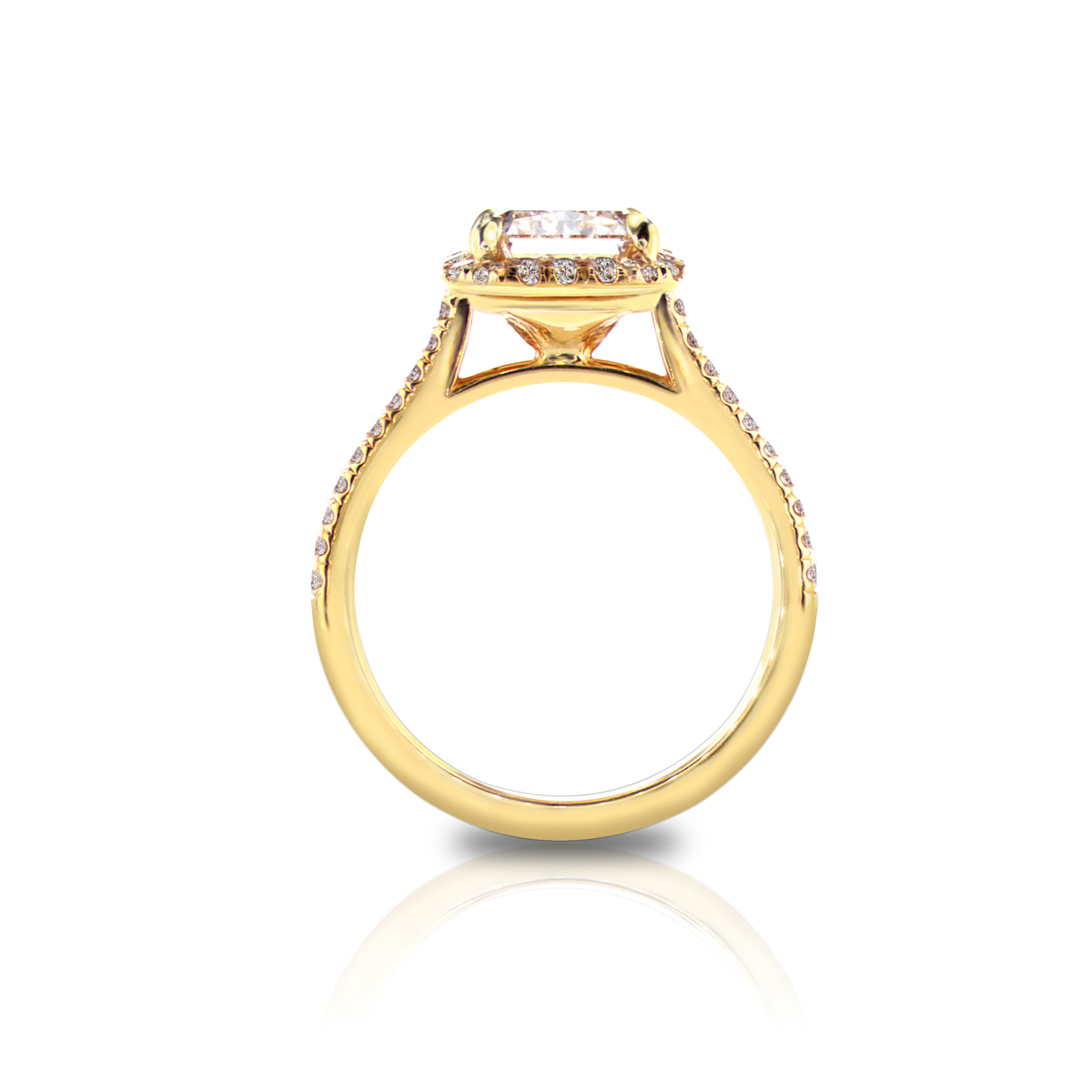 Dino Lonzano Radiant Halo Engagement Ring, 18k Yellow Gold