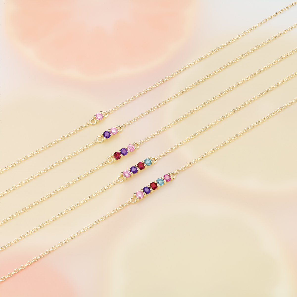 Lab-grown Diamond Trio Family Chain Bracelet, 14k Gold