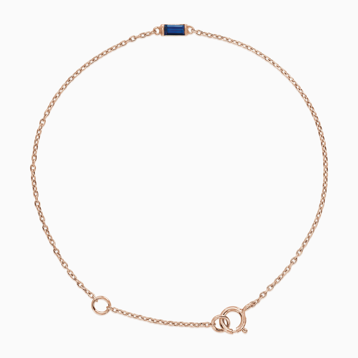 Baguette Shaped Natural Blue Sapphire accented link bracelet, 14k Gold