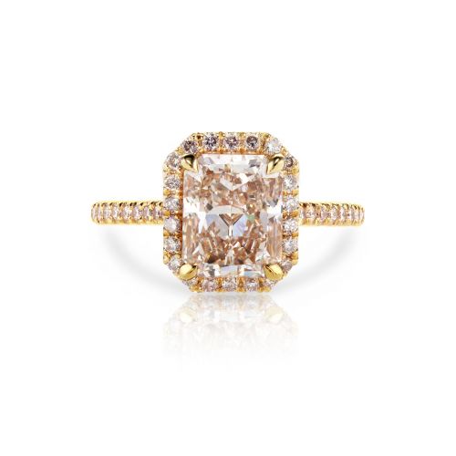 Dino Lonzano Radiant Halo Engagement Ring, 18k Yellow Gold