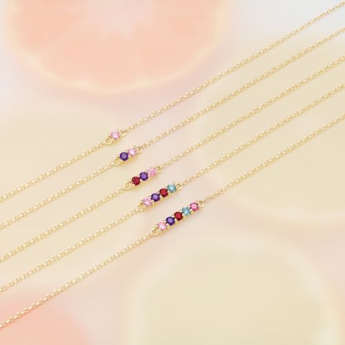 Lab-grown Diamond Solitaire Family Chain Bracelet, 14k Gold