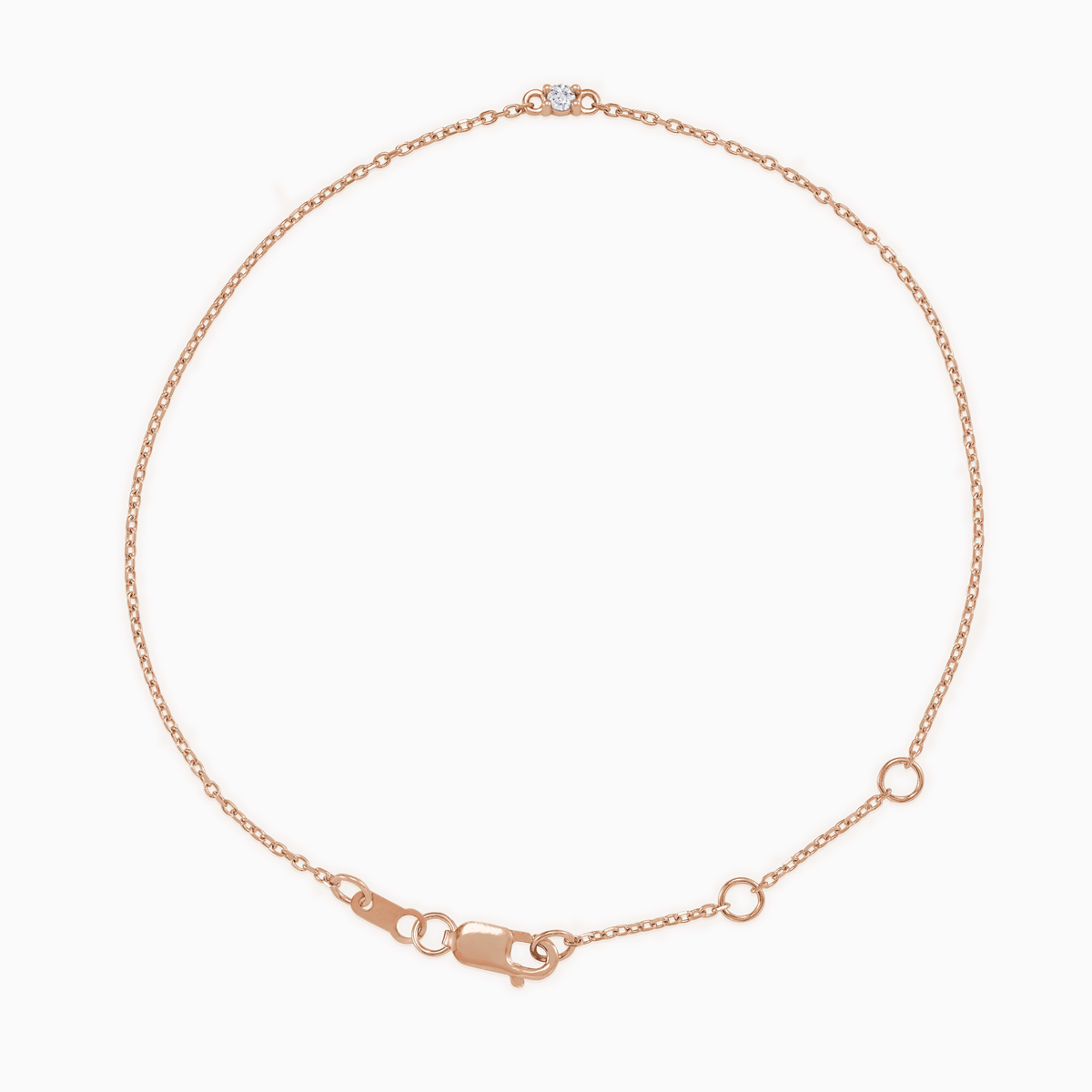 Lab-grown Diamond Solitaire Family Chain Bracelet, 14k Gold