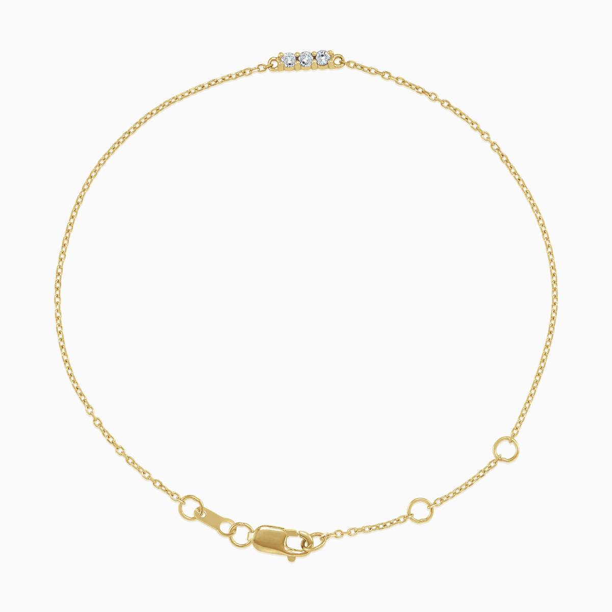 Lab-grown Diamond Trio Family Chain Bracelet, 14k Gold