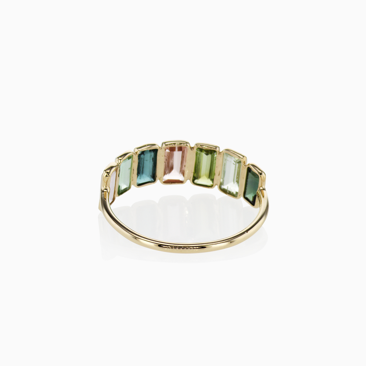 Multi-color Tourmaline Touchstone Ring, 14k Yellow Gold