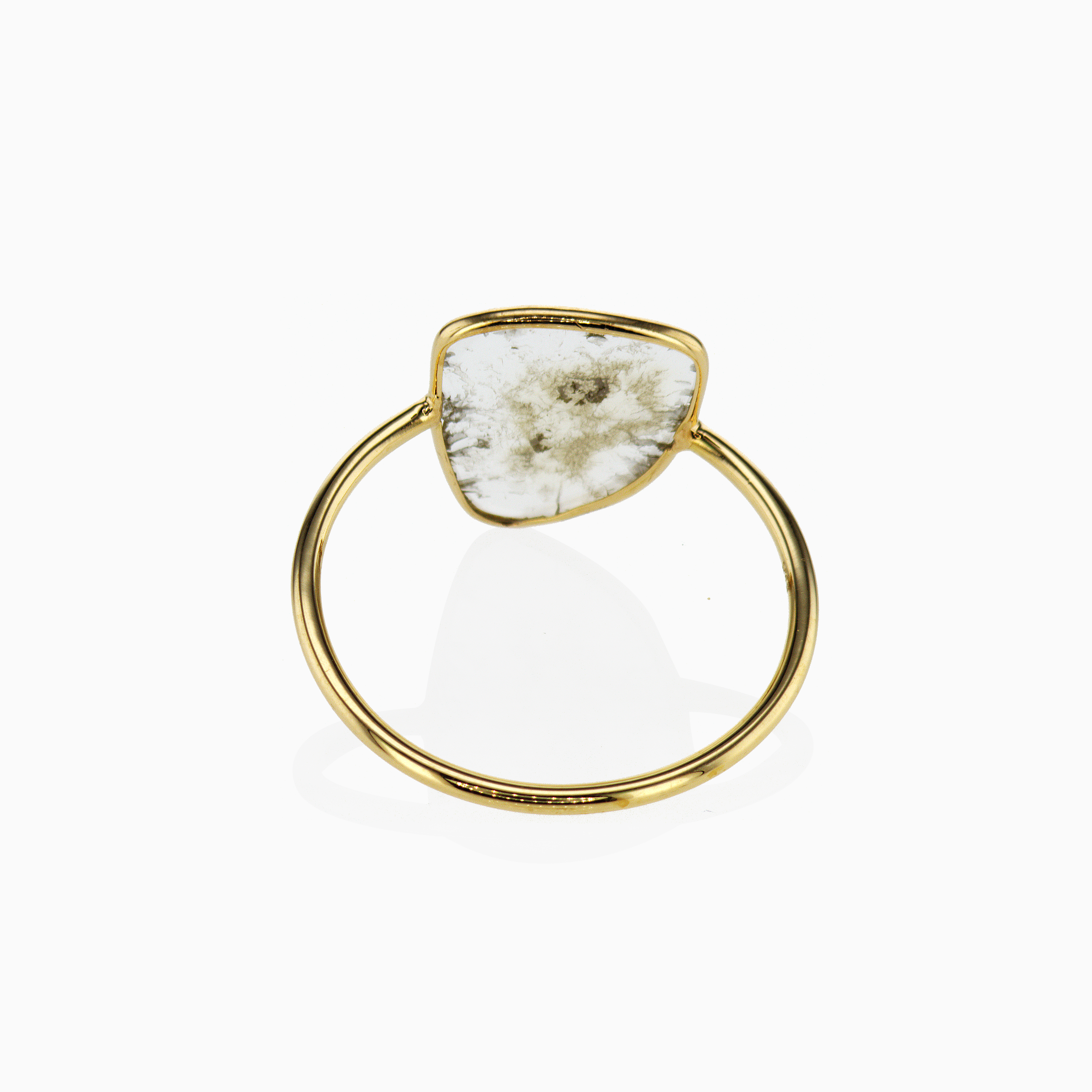 Rustic Natural Diamond Slice Fashion Ring, 14k Yellow Gold