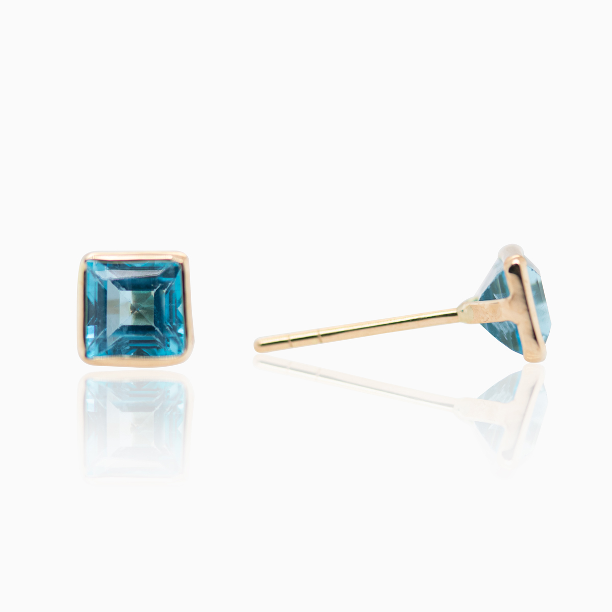 Natural Swiss Topaz Stud Earrings, 14k Yellow Gold