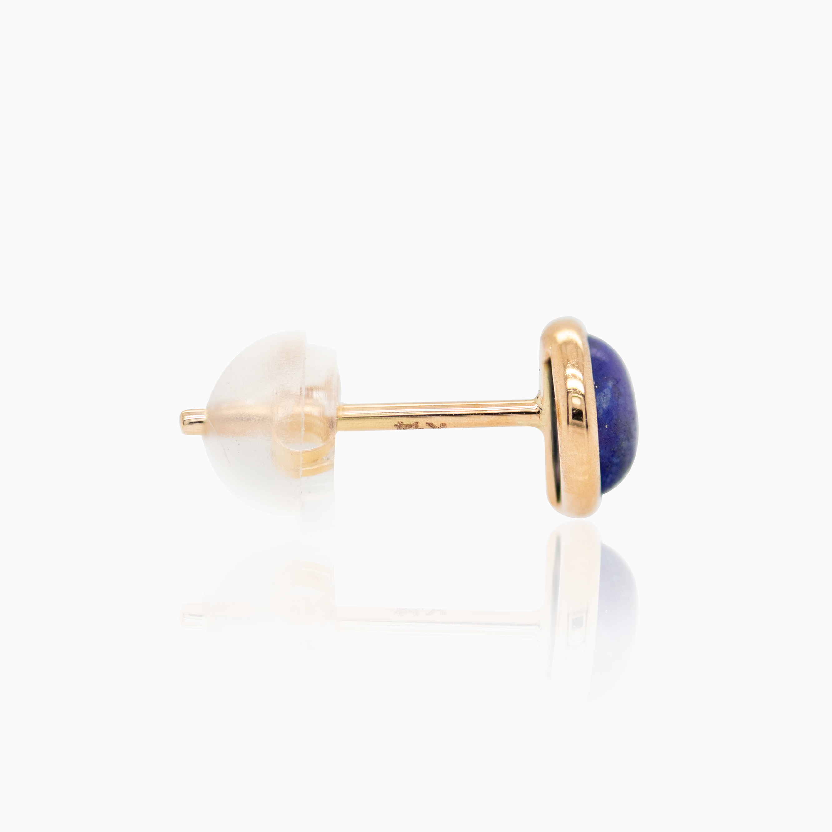Round Lapis Lazuli Stud Earrings, 14k Yellow Gold