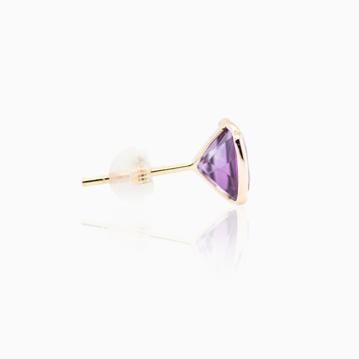 Natural Amethyst Stud Earrings, 14k Yellow Gold