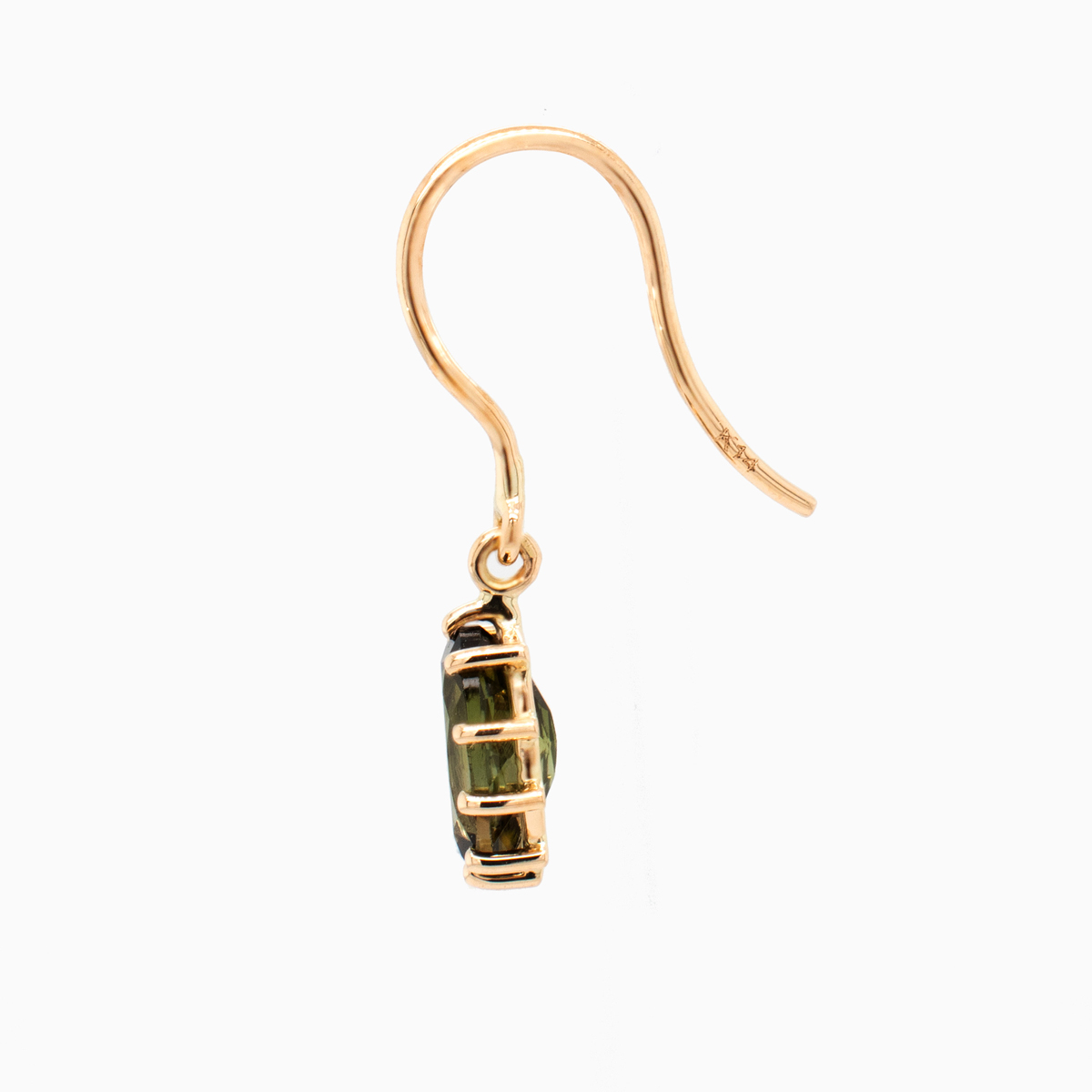 Natural Chrome Green Tourmaline Dangle Earrings, 14k Yellow Gold