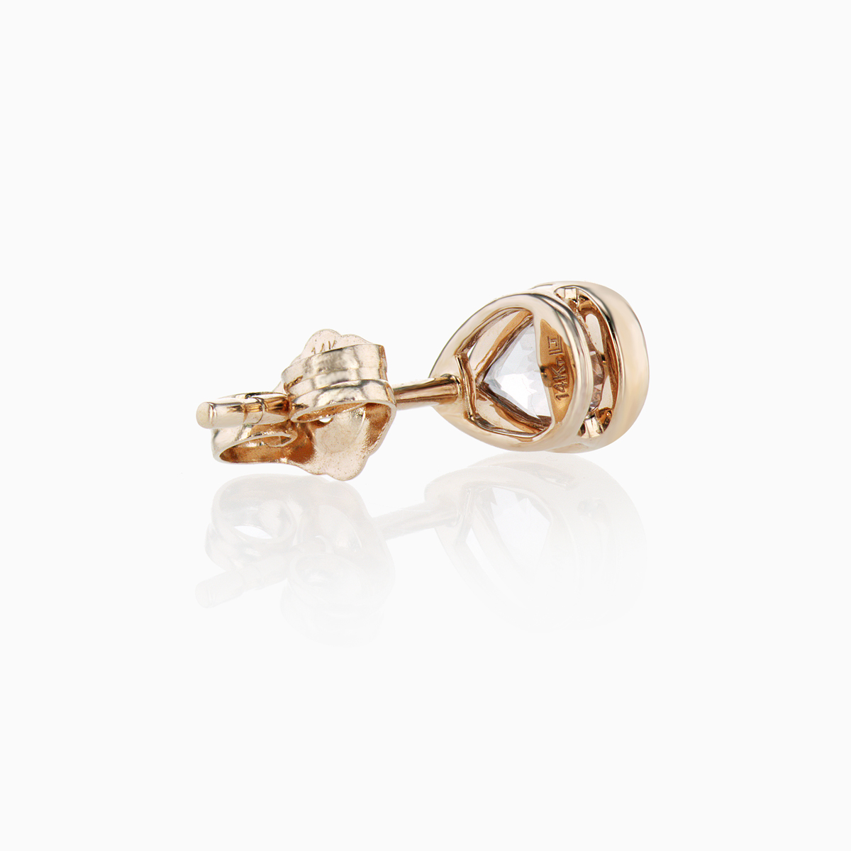 Pear-shaped Natural Morganite Stud Earrings, 14k Rose Gold