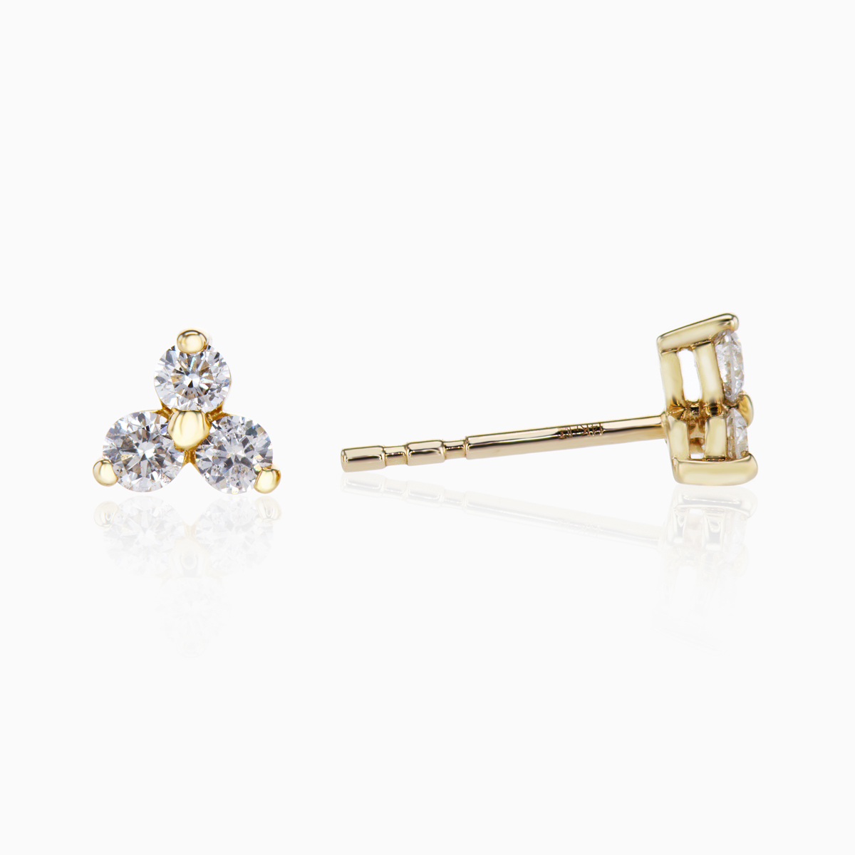 Petite Diamond Trio Fashion Stud Earrings, 14k Yellow Gold