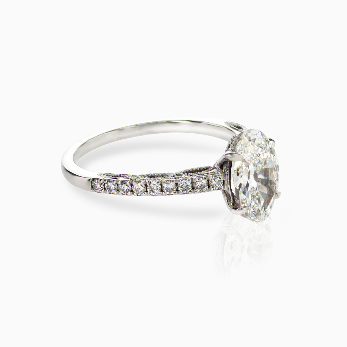 Accented Lace Bridge Engagement ring with Natural 1.38-carat Diamond