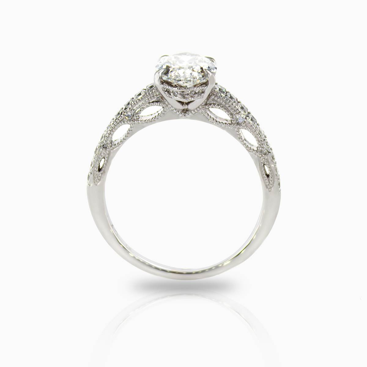 Accented Lace Bridge Engagement ring with Natural 1.38-carat Diamond