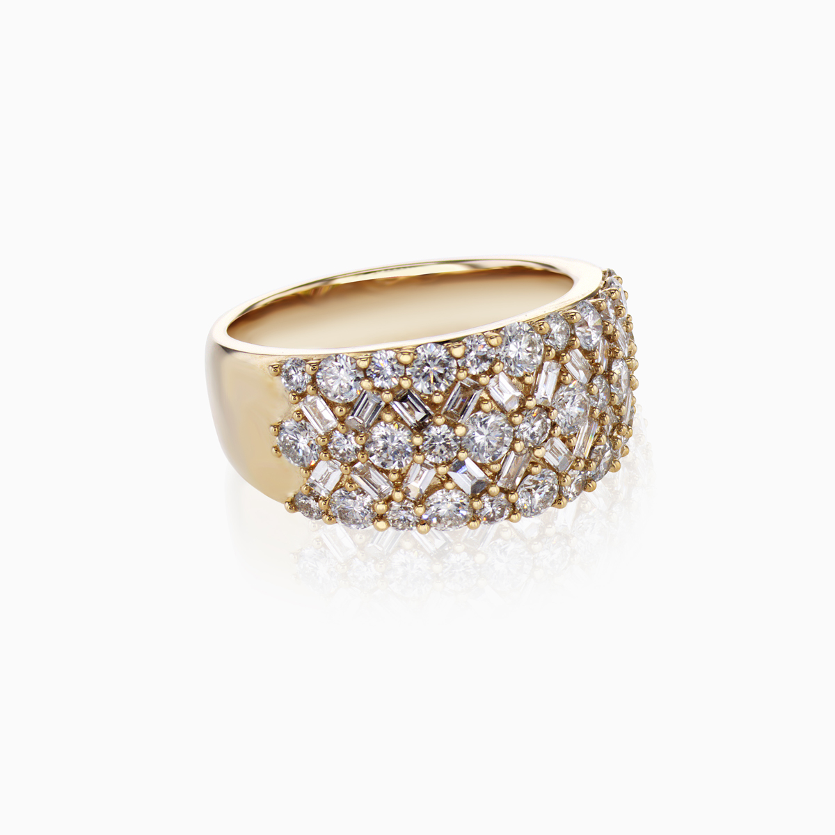 Diamond Mosaic Statement Band, 14k Yellow Gold