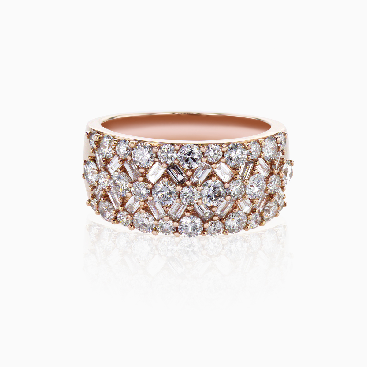 Diamond Mosaic Statement Band, 14k Rose Gold