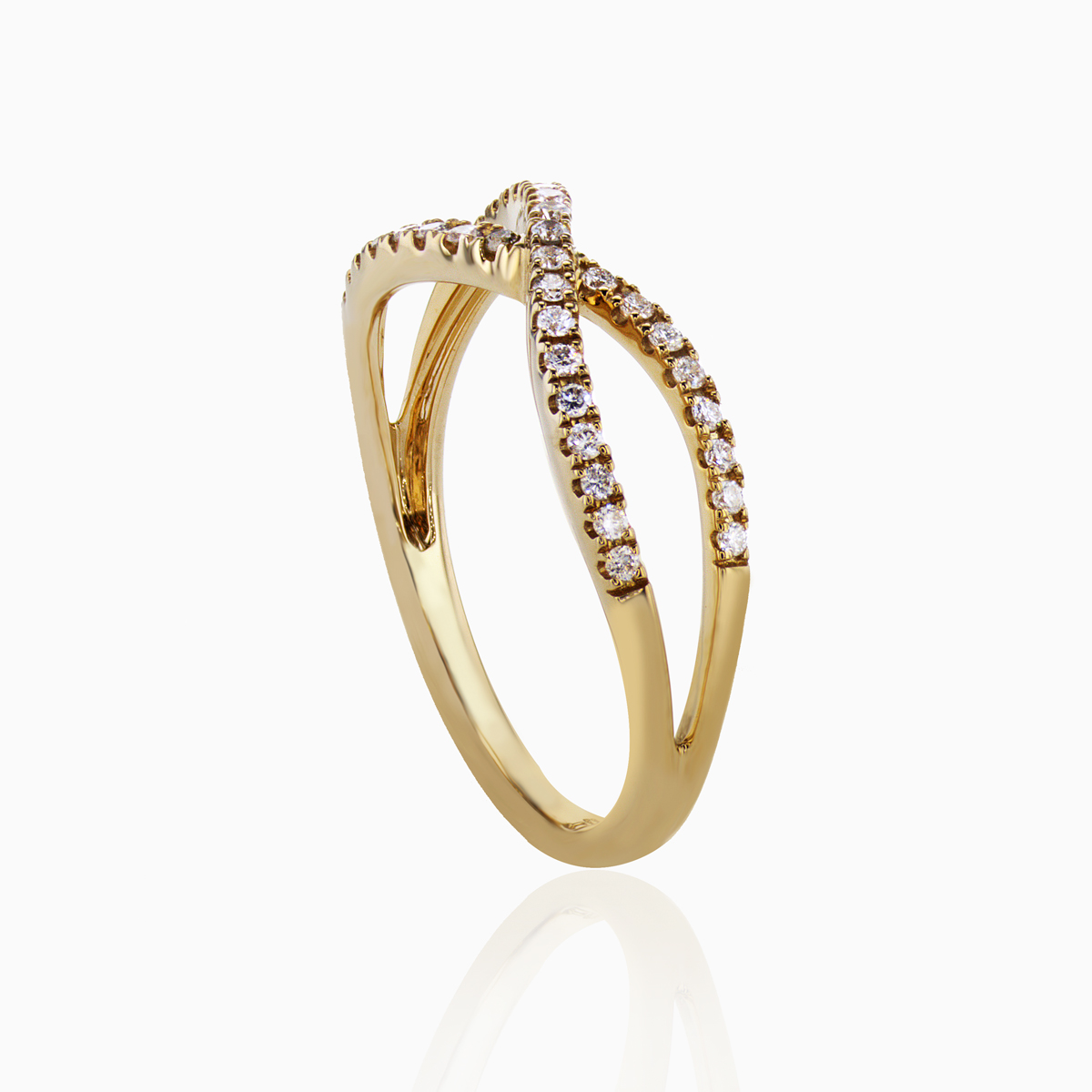 Infinity Knot Diamond Wedding Band, 14k Yellow Gold