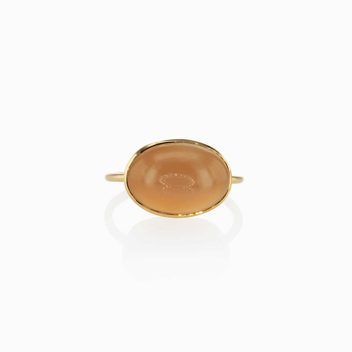 5-Carat Natural Peach Moonstone Ring, 18k Yellow Gold