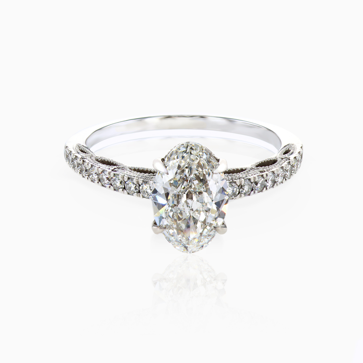 Accented Lace Bridge Engagement ring with Natural 1.38-carat Diamond
