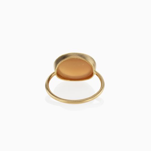 5-Carat Natural Peach Moonstone Ring, 18k Yellow Gold