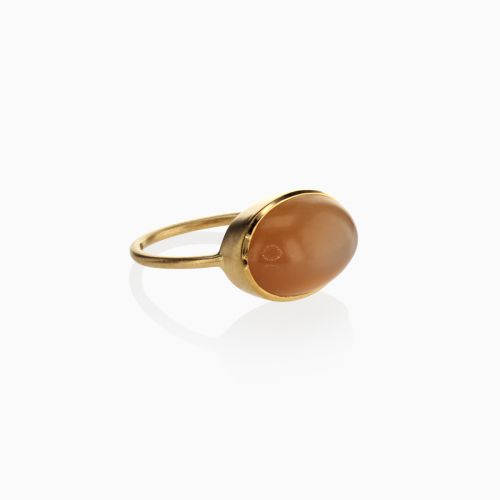 5-Carat Natural Peach Moonstone Ring, 18k Yellow Gold