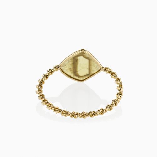 Natural Rustic Diamond Slice Ring, 14k Yellow Gold