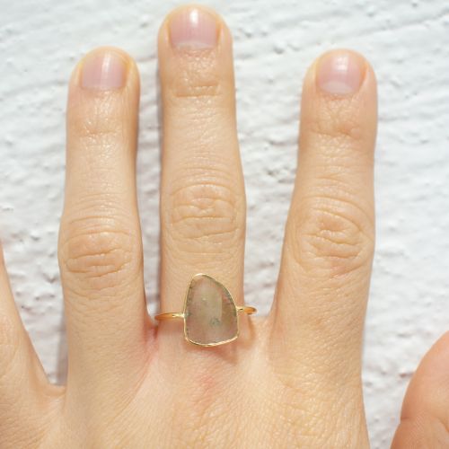 Rustic Natural Diamond Slice Fashion Ring, 14k Yellow Gold