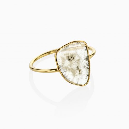 Rustic Natural Diamond Slice Fashion Ring, 14k Yellow Gold