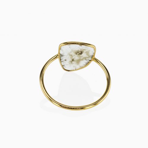 Rustic Natural Diamond Slice Fashion Ring, 14k Yellow Gold