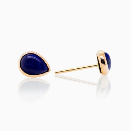 Lapis Lazuli Stud Earrings, 14k Yellow Gold