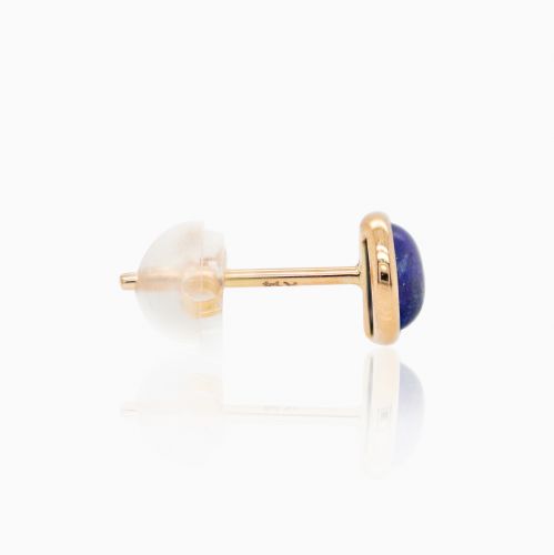 Round Lapis Lazuli Stud Earrings, 14k Yellow Gold