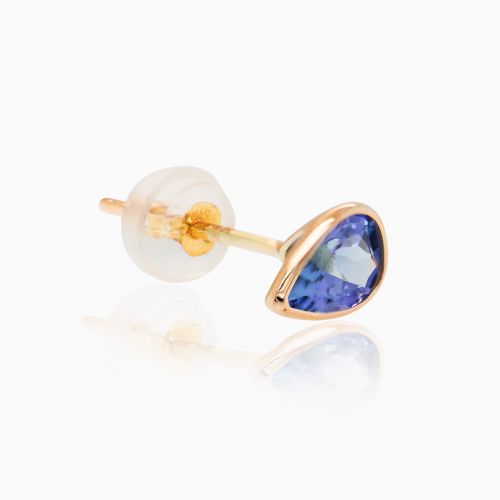 Natural Pear-cut Tanzanite Stud Earrings, 14k Yellow Gold