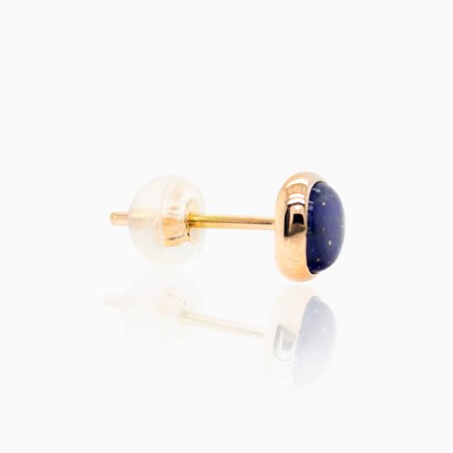 Cabochon-cut Lapis Lazuli Stud Earrings, 14k Yellow Gold